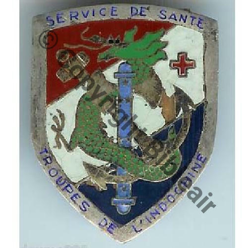 SERVICE SANTE TROUPES INDOCHINE Avant1945  Fab LOC Metal peint Bol Dos lisse irreg Sc.LE MARSOIN 750EurInv