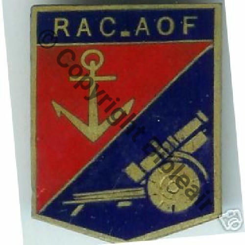 RAC  Rgt ARTILERIE COLONIALE AOF  SM Bol allonge Dos lisse Sc.67iml MAP120Eur