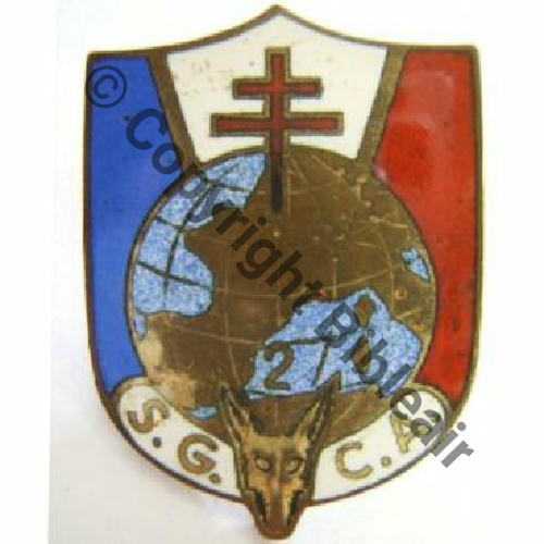 ARTILLERIE SERVICE GEOGRAPHIQUE 2eCA  SM Dos lisse irreg Vis Sc.leberetvert 388EurInv