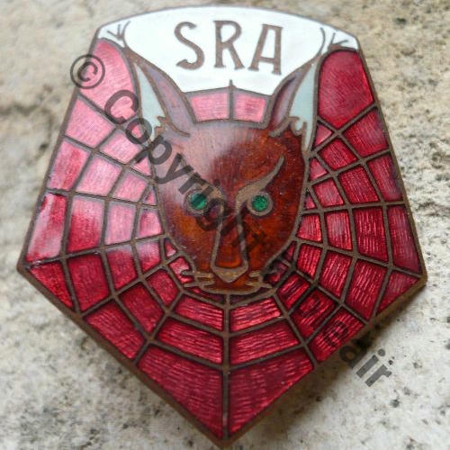 SERVICE RENS ARTILERIE SRA Fond blanc WW2  A.AUGIS ST.BARTH LYON 3Lignes Bol fenetre allonge alu Dos grenu dore Src.lolop4 265Eur(x2)