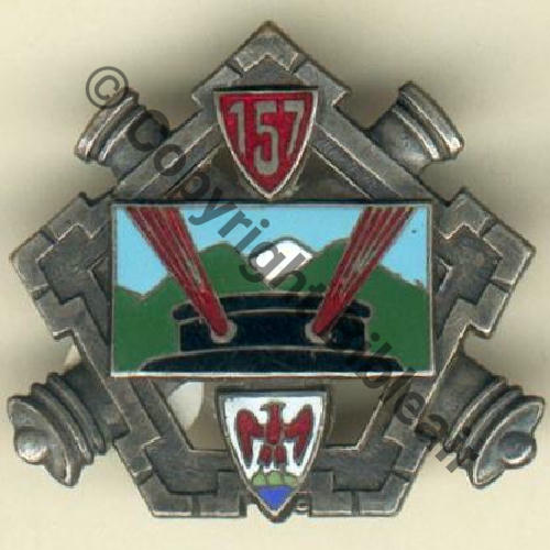 RAP  157e Rgt ARTILLERIE DE POSITION  LIGNE MAGINOT Dr Gioffredo Dep Ecu triang sans chevrons Sc.grandspins MAP198Eur 