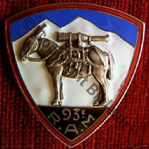 RAM  93eRgt ARTILLERIE MONTAGNE  SM Eping bascule Dos lisse Sc.militetedemule 76Eur02.09