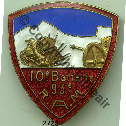 RAM  93eRgt ARTILLERIE MONTAGNE 10eBATT DIVIS ANTI CHAR Fab SAINSON  Src.grandspins13 PV178Eur