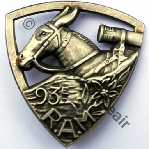 RAM  93eRgt ARTILLERIE MONTAGNE 111eBATT INSTRUCT Grpe Instr Hippo No1 CHOBILLON SM Past CHOBILLON Dos lisse Embouti  Src.grognardjulien 60EurInv