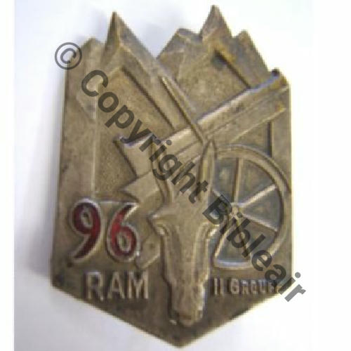 RAM  96eRgt ARTILLERIE MONTAGNE  DrPBER Dep Bol Dos lisse Sc.leberetvert 76EurInv