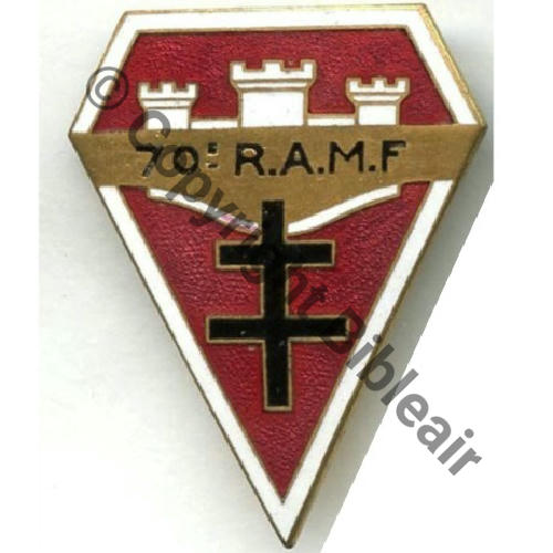 RAMF  70e Rgt ARTILLERIE MONTAGNE FORTIFIEE  CHOBILLON SM Pastille CHOBILLON Dos lisse irreg Src.STELLA 354Eur11.12 