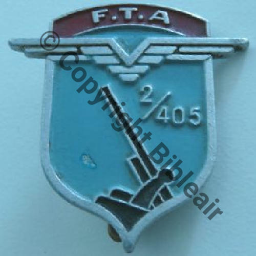 FTA 405  2eBat 405e  A.AUGIS LYON ST.BARTH 2Griffes Dos granuleux ALU PEINT Src.zeushercule 60Eur09.12 