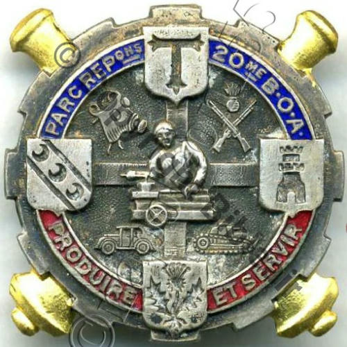 BOA  20e Bat Ouvrier Artillerie  DrPBER Bol fenetre Embouti