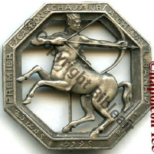 CHASSEUR CHEVAL LIBANAIS 1er Escadron LEVANT  SM Eping bascule Dos lisse Embouti Src.STELLA 258Eur04.13 