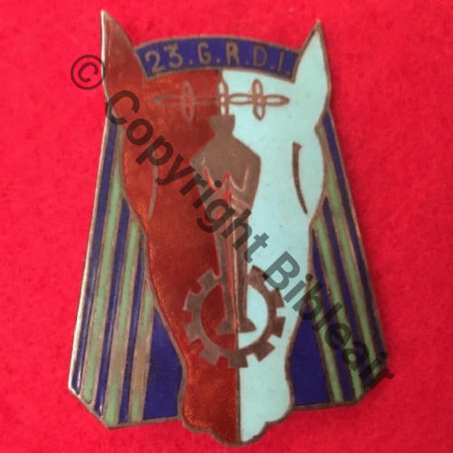 GRDI  23e GR.DI  SM TETE ROUGE BANDES VERTES Eping bascule Dos lisse Src.sahariens50 250EurInv 