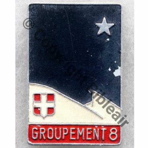 CJF 8  CHANTIER JEUNESSE Gpe No8 Alu Peint  A.AUGIS ST.BARTH LYON 2Lign 2Griffes Dos grenu Src.STELLA PV57Eur 