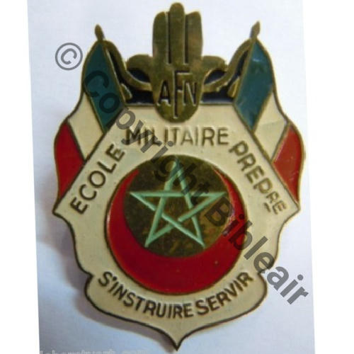 ECOLE MILITAIRE PREPARATOIRE AFN  SM Bol Dos lisse Laiton peint Sc.leberetvert PV130Eur  