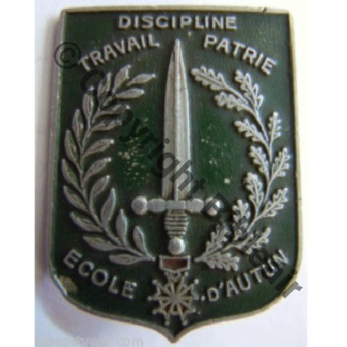 ECOLE MILITAIRE PREPARATOIRE AUTUN 1940  A.AUGIS LYON ST.BARTH 2Griffes Granuleux Alu peint Sc.leberetvert PV100Eur  