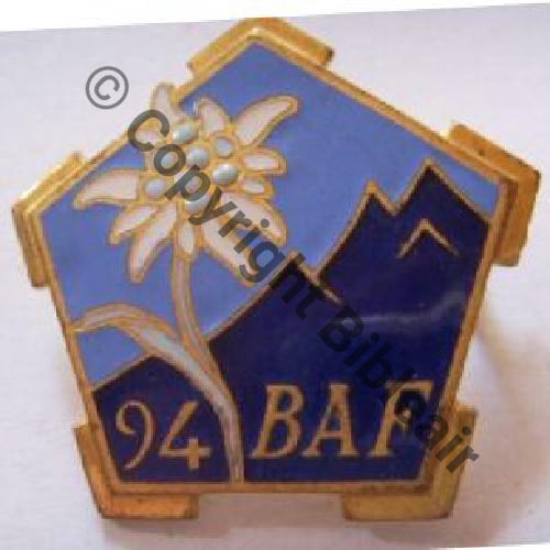 BAF  94eBat ALPIN FORTERESSE  AB.P SM Bol poinconne Dos irreg Embouti Sc.quivivefrance MAP110 a 130Eur10.07