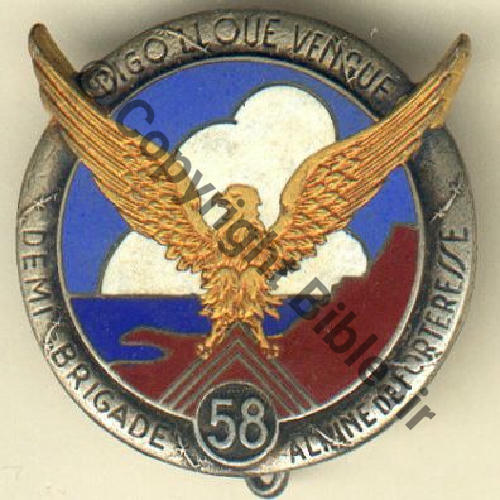 DBA  58eDEMI BRIGADE ALPINE DE FORTERESSE   AB Dep Sc.grandspins MAP80Eur