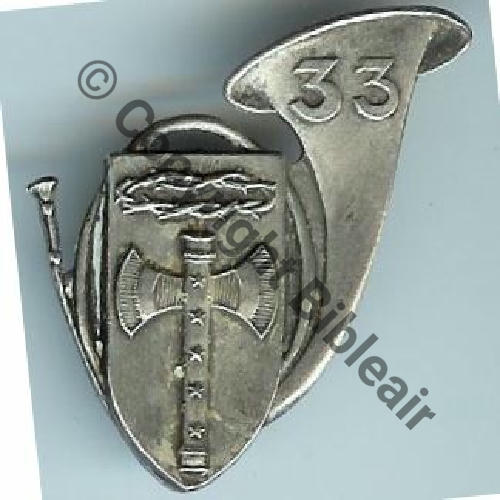 33e Bat Chasseurs a pied  A.AUGIS LYON 1Ligne 2Anneaux Dos lisse Sc.doume380 256Eur12.07