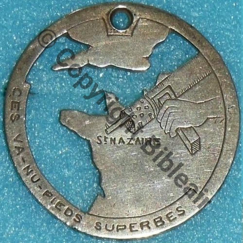 FFI  1eBMLI ST NAZAIRE EVIDE Fab Loc Eping bascule Dos lisse DIEU PROTEGE LA FRANCE sur tranche No15 Src.insignes59 690EurInv