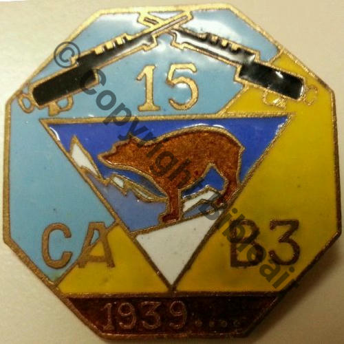 RIM  15eRgt INFANTERIE MONTAGNE Cie accompagnt 3eBat 1940-  OURS CLAIR SM Bol Dos lisse irreg Src.dannydunkan 120EurInv 