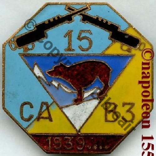 RIM  15eRgt INFANTERIE MONTAGNE Cie accompagnt 3eBat 1940- OURS FONCE  SM Bol Dos lisse irreg Src.STELLA 68EurInv 