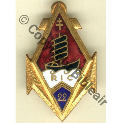 RIC  22eRgt INFANTERIE COLONIALE  Dr Dep 1e tirage plat Sc.grandspins13 MAX33Eur 