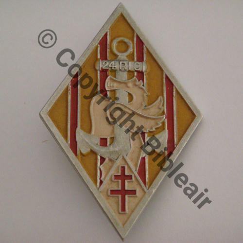 RIC  24eRgt INFANTERIE COLONIALE Alu peint  SM 2Griffes Eping coupee Dos lisse irreg strie Src.flob92 250Eur04.17 