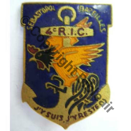 RIC  4eRgt INFANTERIE COLONIALE Tete noire  AB.P SM Bol poinconne Dos lisse Sc.leberetvert MAP41Eur 
