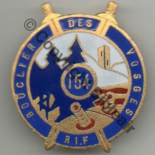 RIF  154e Rgt INFANTERIE FORTERESSE  Ligne MAGINOT  SM Epingle 2S collee Dos lisse  Src.tornesol270 37Eur02.08 