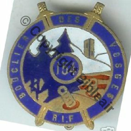 RIF  154e Rgt INFANTERIE FORTERESSE  Ligne MAGINOT  SM Epingle 2S collee Dos lisse 1 CANON BLEU Sc.67iml 37Eur02.08