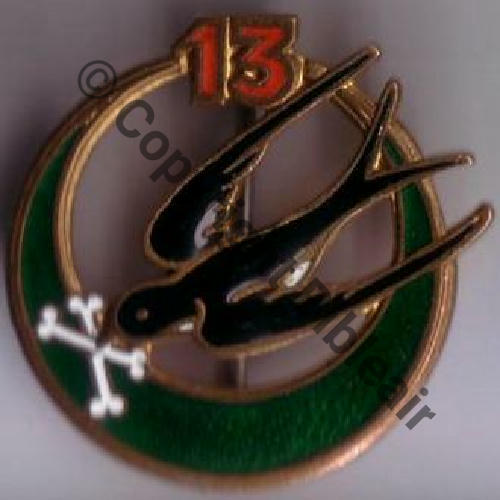 RTA  13eRgt TIRAILLEURS ALGERIENS G1062 DrP Bol.. Dos lisse EmailGF Sc.tricoraye