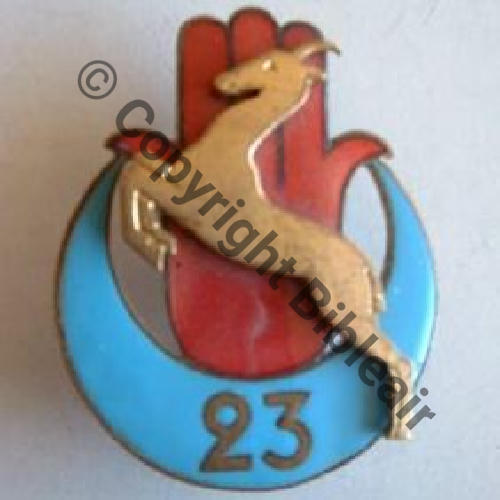 RTA  23eRgt TIRAILLEURS ALGERIENS   AB.P Dep Bol Poinconne Dos lisse irreg Cheval broche Sc.gaulois74 25Eur02.08