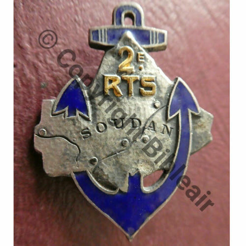 RTS  2eRgt TIRAILLEURS SENEGALAIS  DrPNBer Dep Bol fenetre pastille DRPN Dos lisse embouti leger Sigle dore Src.5178sam 150EurInv 