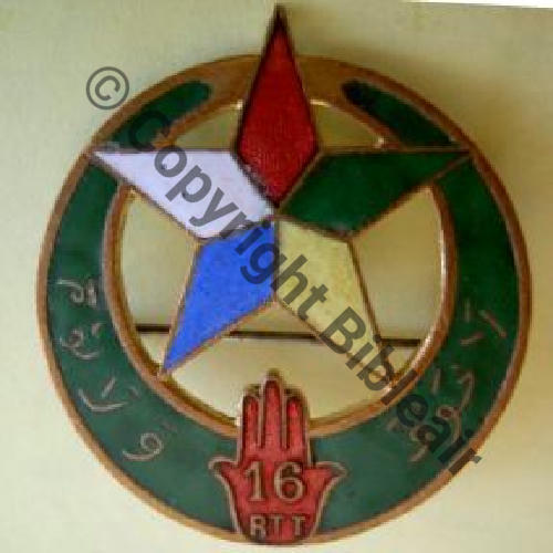 RTT  16eRgt TIRAILLEURS TUNISIENS  DELANDE SM Eping bascule Dos lisse Sc.militetedemule 36Eur02.08