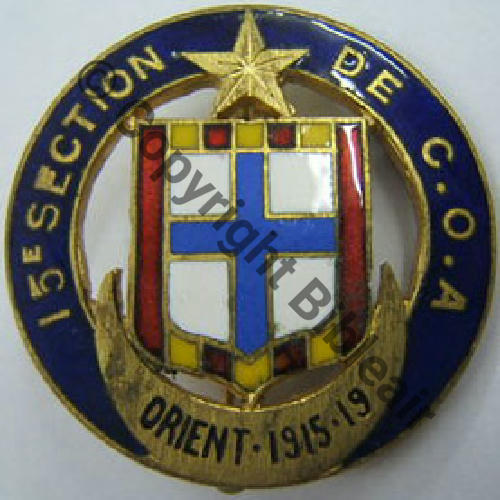 COA  15eSect COA ORIENT Cie Ouvriers Administration  SM Bol fenetre Dos lisse irreg Sc.leberetvert MAX25Eur