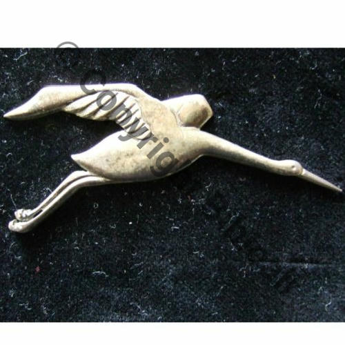 003 REPRODUCTION ARGENT CIGOGNE SPA.103 Sans poincon 2Anneaux Dos lisse NON PORTES Src.sierck2009  